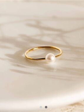 Brand New Linjer Gold Vermeil Ring with Pearl Size 7